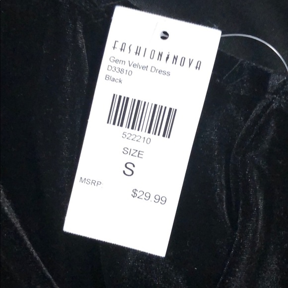 Gem Velvet Dress NWT Fashion Nova - Black - Picture 8 of 8